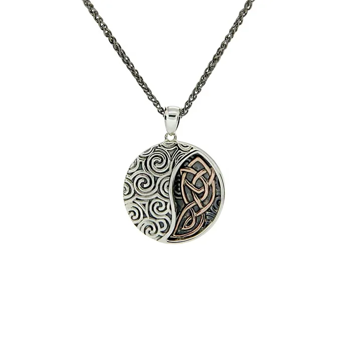 Silver and 10k Rose Gold Celtic Spiral Pendant
