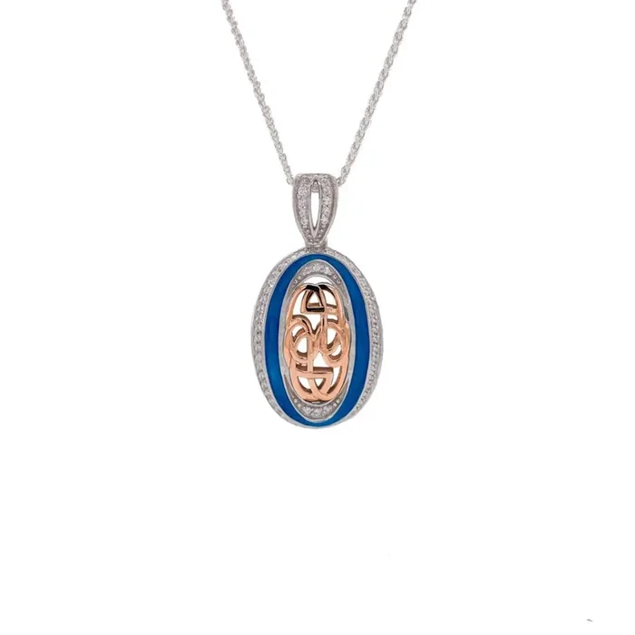 Silver and 10k Rose Gold Path Of Life Enamel Pendant Small