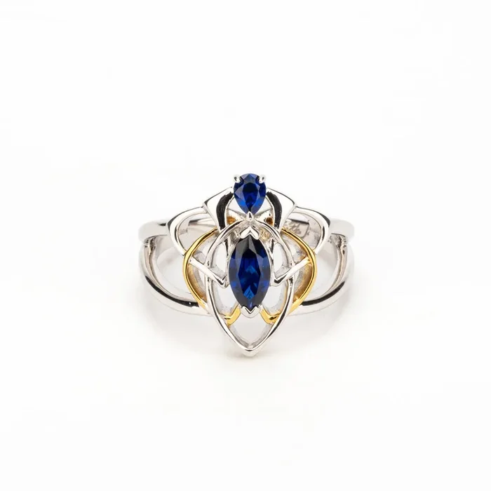 Silver and 18k Vermeil Lab Grown Sapphire Alchemy Angel Ring