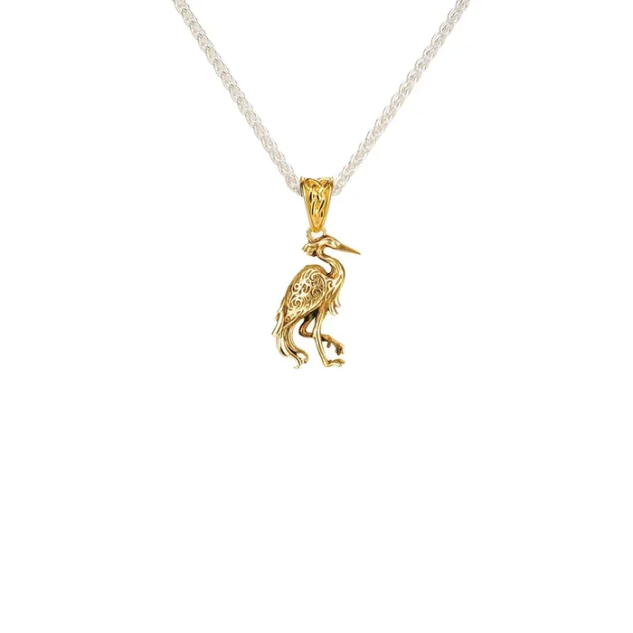 Silver and 18k Vermeil Reversible Heron Pendant