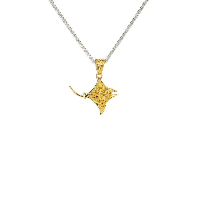 Silver and 18k Vermeil Reversible Manta Ray Pendant