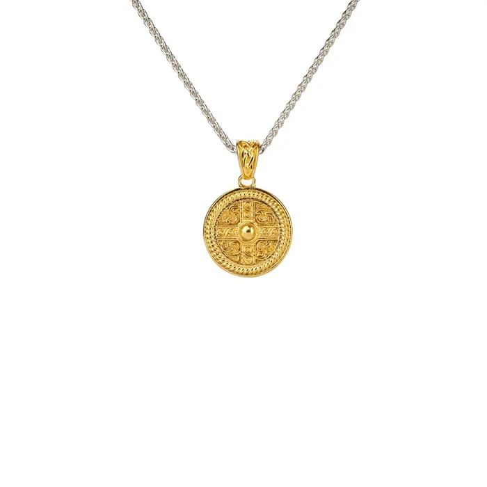 Silver and 18k Vermeil Reversible Shield Pendant