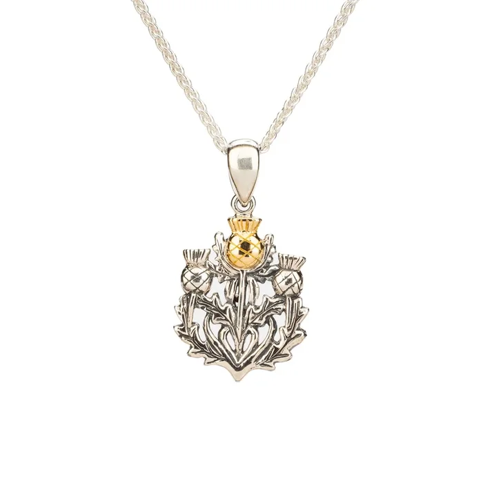Silver and 24k Vermeil Thistle Pendant