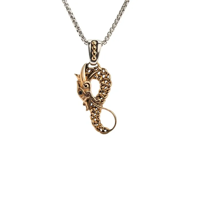 Silver and Bronze Reversible Dragon Pendant