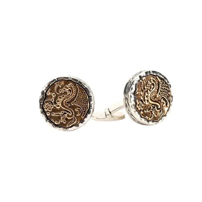 Silver and Bronze Solar Horse Ancient Celtic Coin Cufflinks