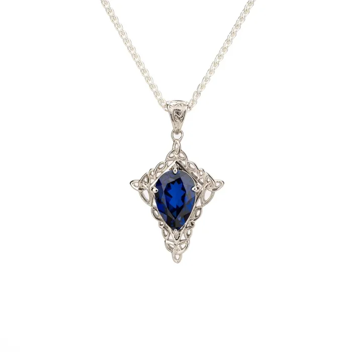 Silver and Lab Grown Blue Sapphire Alchemy and Echoes Pendant