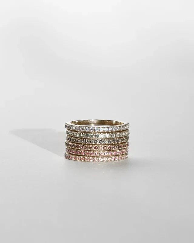 Silver Aura Birthstone Stacking Ring