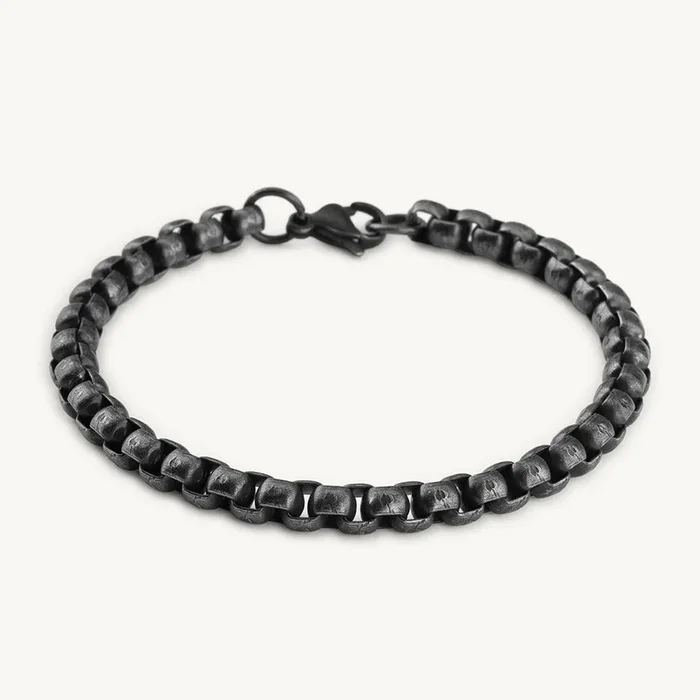 Silver Ball Chain Black Bracelet
