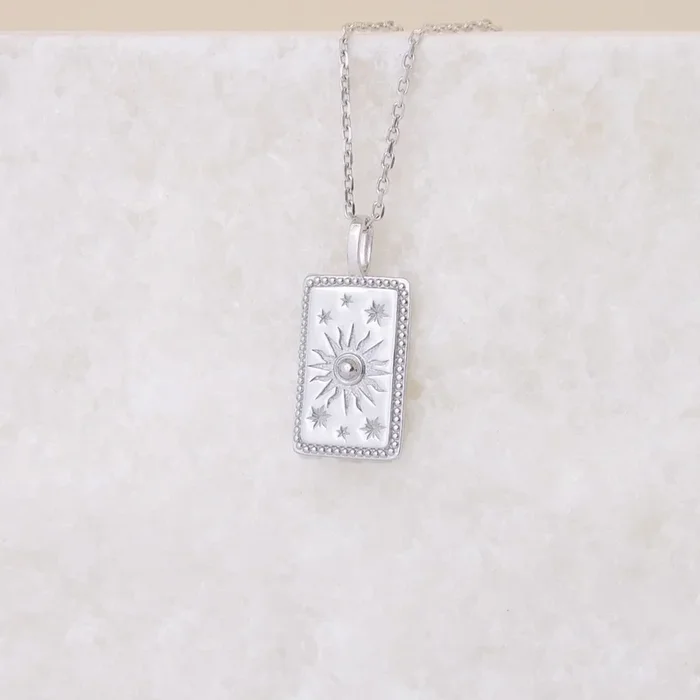 Silver bright sun tarot pendant to engrave