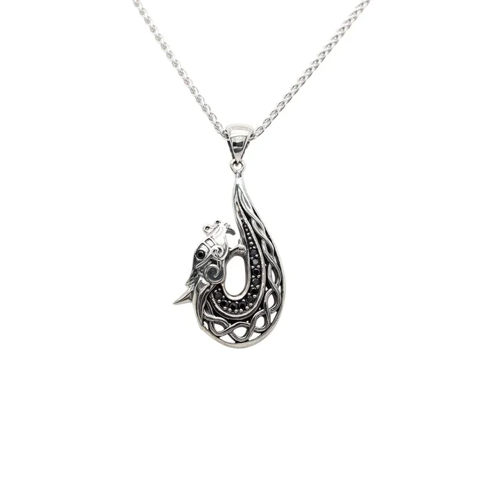 Silver Celtic Dragon Pendant Small