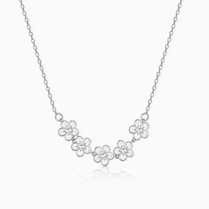 Silver Chunky Floral Necklace