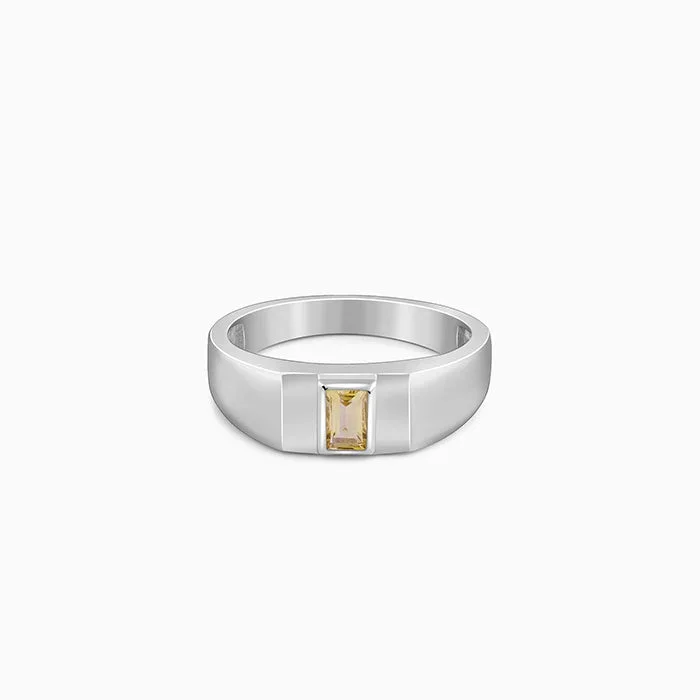 Silver Citrine Blaze Ring For Him