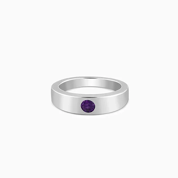 Silver Classic Amethyst Ring For Him