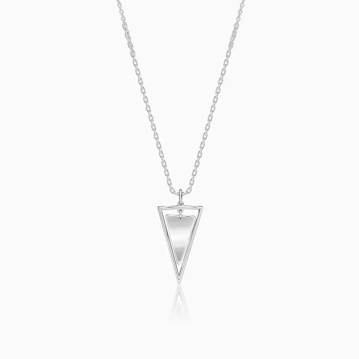 Silver Classy Triangle Pendant With Box Chain For Him