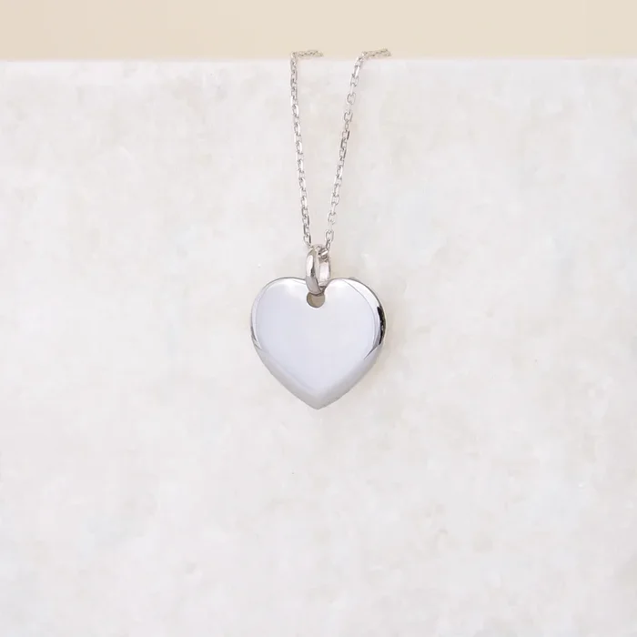 Silver domed heart pendant to engrave