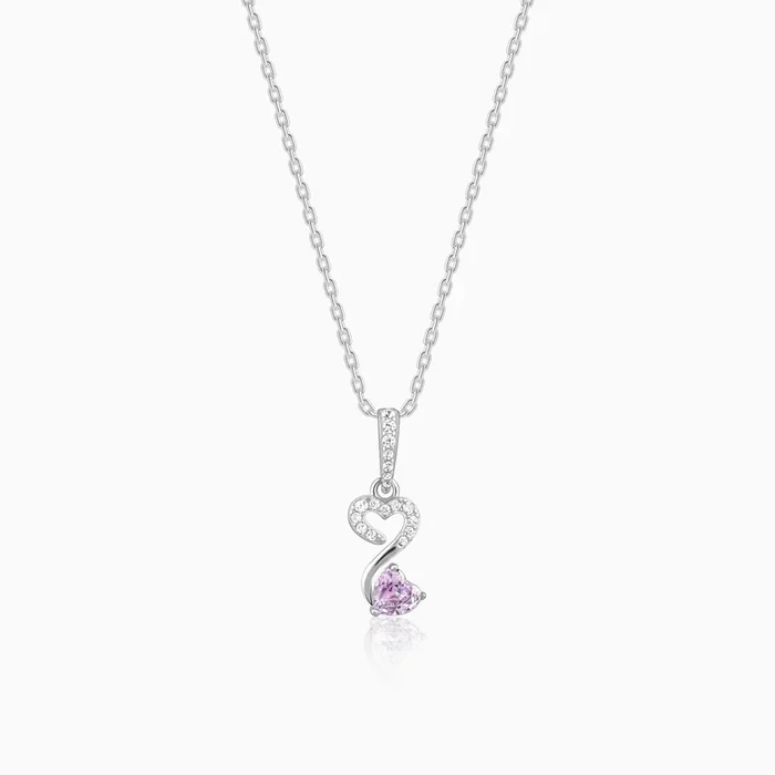 Silver Double Heart Infinity Pendant With Link Chain