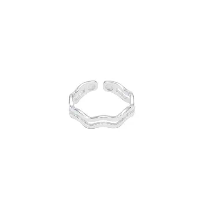 Silver Double Line Wavy Ring