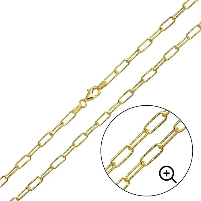 Silver Gold Plated Diamond Cut Paperclip Link Chain 3.2mm – VGC20 GP