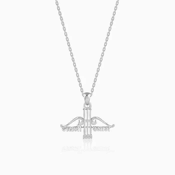 Silver Jai Shree Shyam Pendant With Box Chain For Him