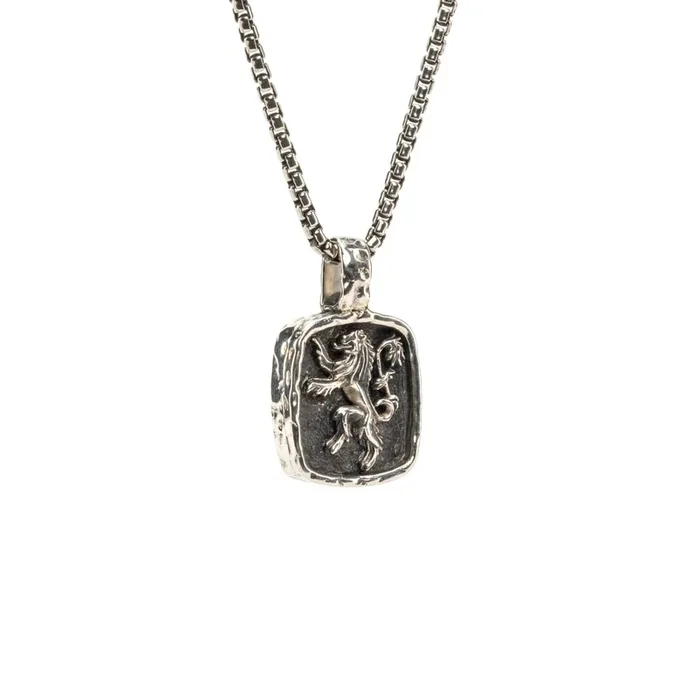Silver or Silver and Bronze Lion Rampant Pendant Small