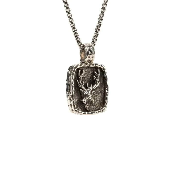 Silver or Silver and Bronze Stag Pendant Large