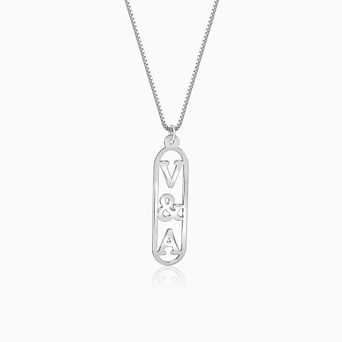 Silver Personalised Bar Initial Pendant For Him