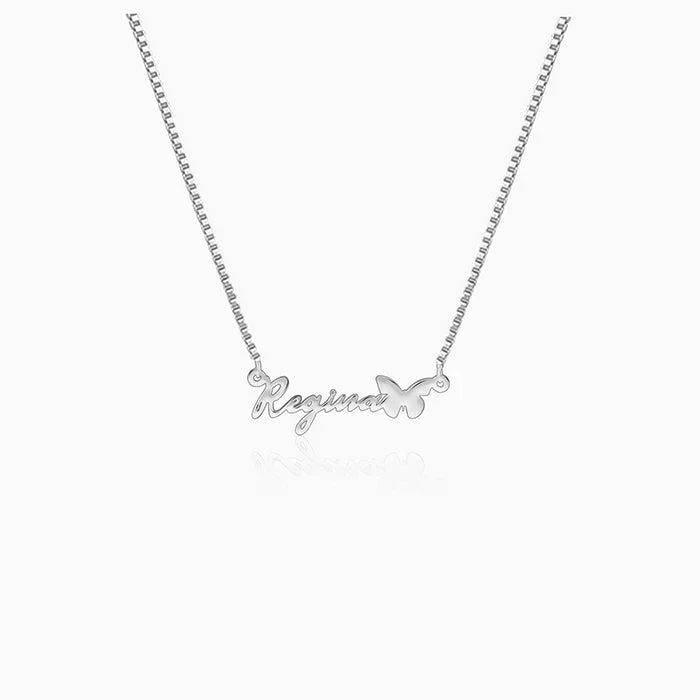 Silver Personalised Butterfly Pendant