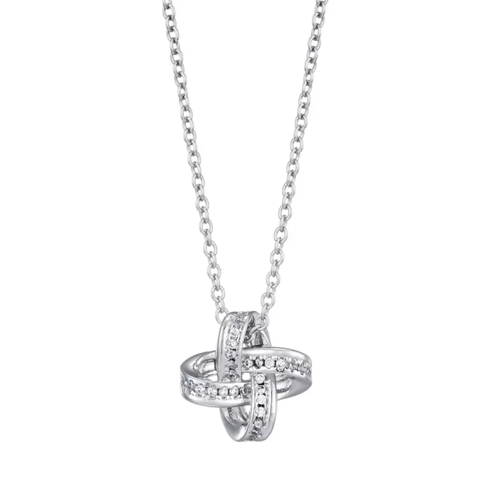 Silver Plated CZ Braided Knot Necklace