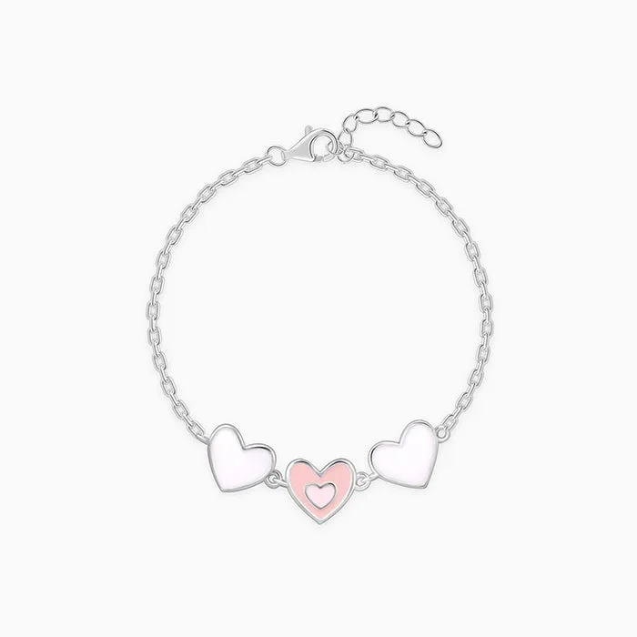 Silver Pookie Hearts Kids Bracelet (2 – 8 Years)