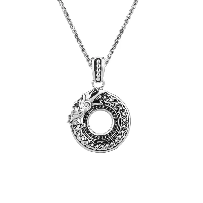 Silver Round Dragon Pendant Small