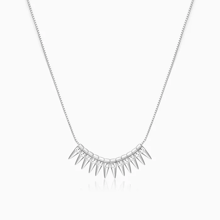 Silver Studded Spikes Necklace