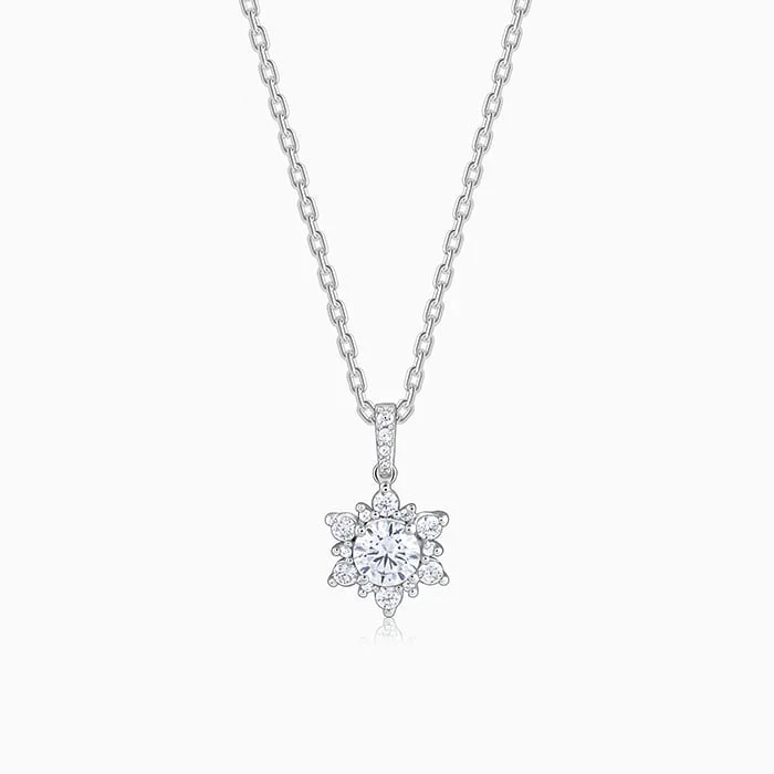 Silver Sunshine Pendant with Link Chain