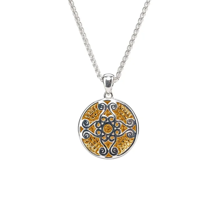 Silver with 14k Gold Gilding Celestial Spirals Pendant