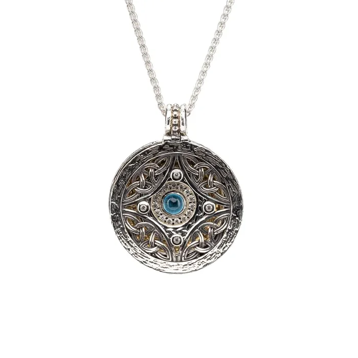 Silver with 14k Gold Gilding Eclipse 5-Way Shield Pendant – London Blue Topaz
