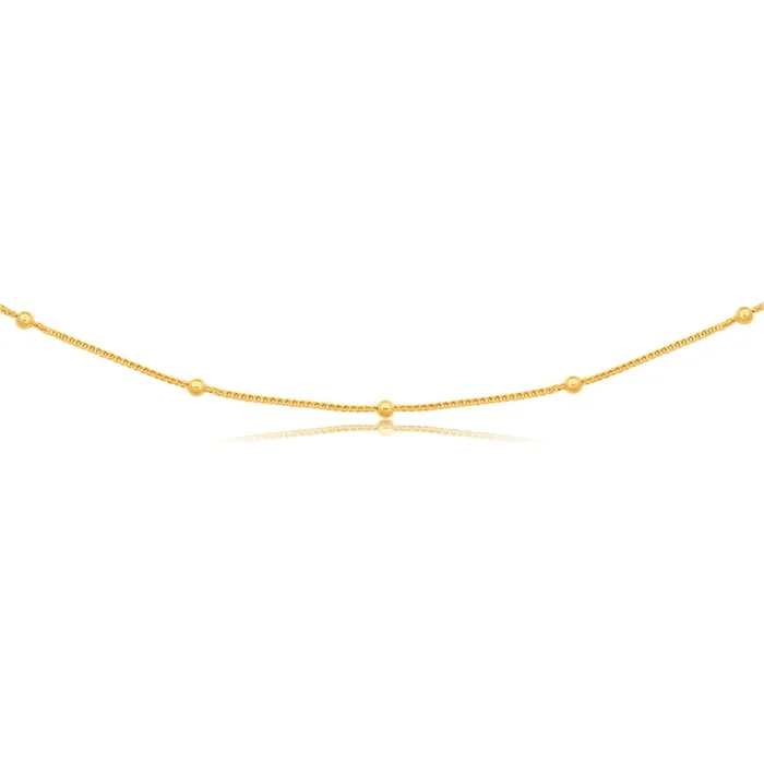 Silverfilled 9ct Yellow Gold Fancy Beads 50cm Chain
