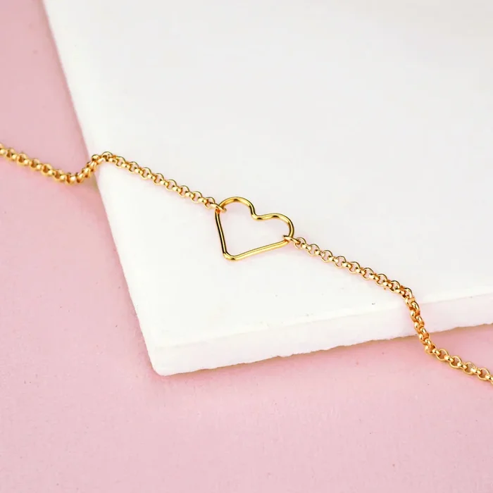 Simple Open Heart Chain Bracelet