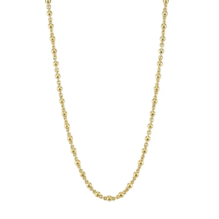 Single Stone 18K Yellow Gold Rosary Chain Necklace 27″