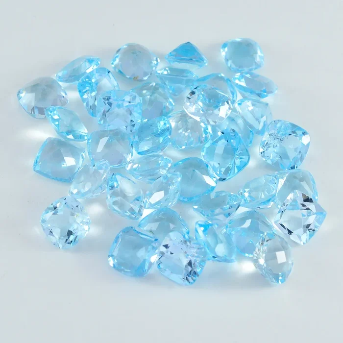Sky Blue Topaz 10PC Tiny 4×4 MM Cushion Faceted Blue Brilliant Semi Precious Loose Gemstones