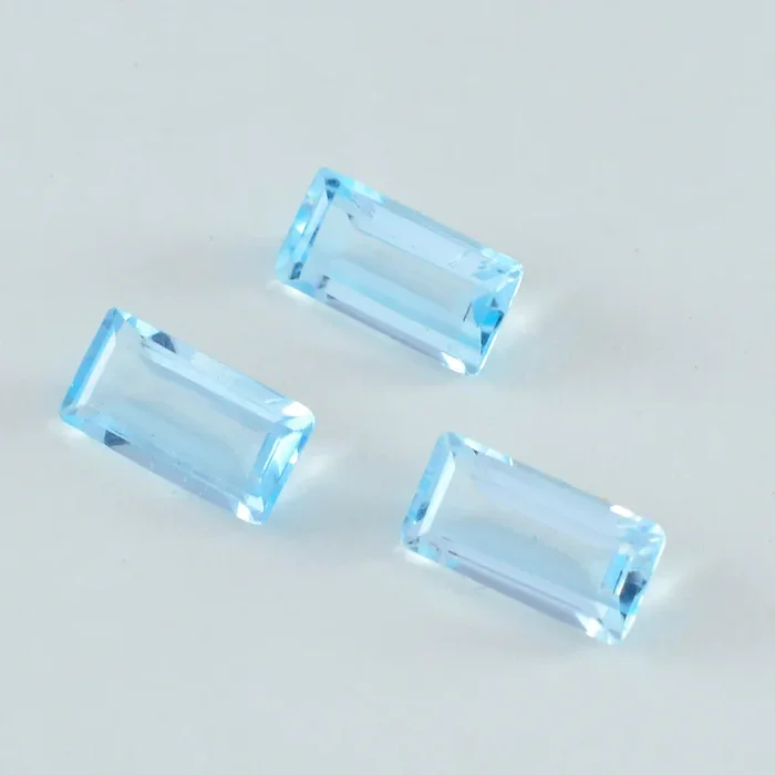 Sky Blue Topaz 1PC Chunky 10×20 MM Baguette Faceted Blue Shine Semi Precious Loose Gemstones