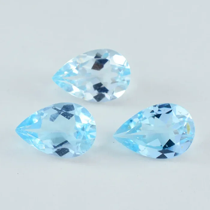 Sky Blue Topaz 1PC Chunky 12×16 MM Pear Faceted Blue Genuine Semi Precious Loose Gemstones