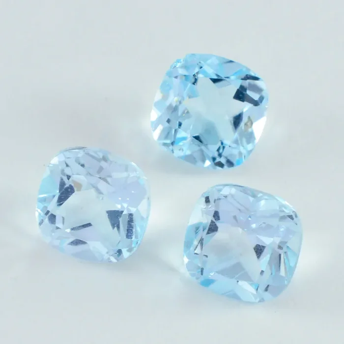 Sky Blue Topaz 1PC Chunky 14×14 MM Cushion Faceted Blue Genuine Semi Precious Loose Gems