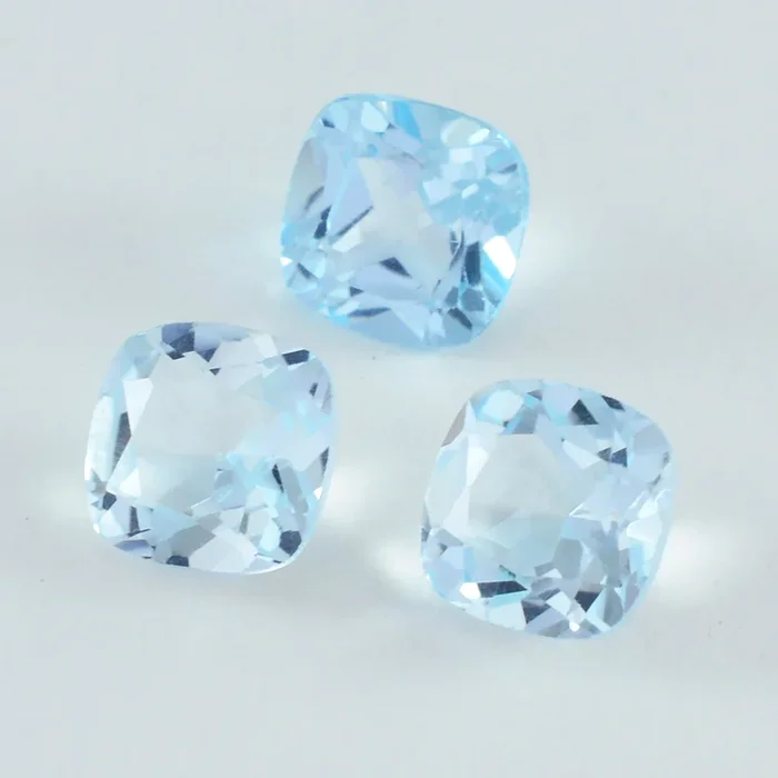 Sky Blue Topaz 1PC Medium 9×9 MM Cushion Faceted Blue Lustrous Semi Precious Gems