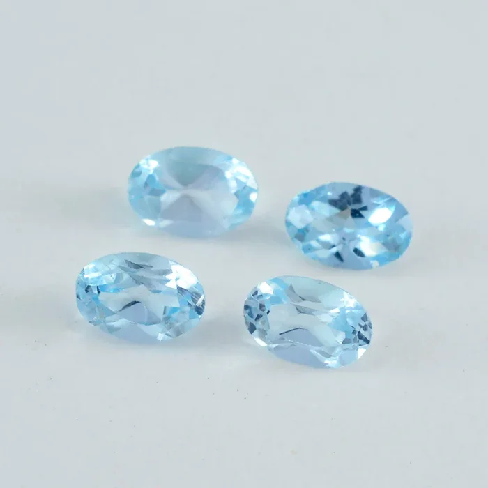 Sky Blue Topaz 1PC Small 6×8 MM Oval Faceted Blue Lustrous Semi Precious Gems