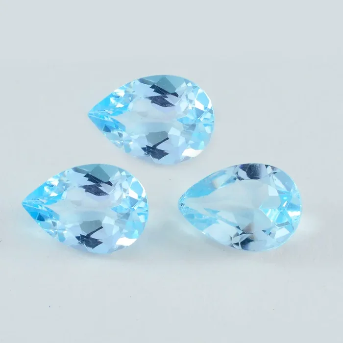 Sky Blue Topaz 1PC Small 6×8 MM Pear Faceted Blue Sparkling Semi Precious Loose Gemstone