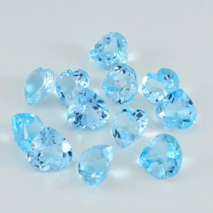 Sky Blue Topaz 1PC Small 7×7 MM Heart Faceted Blue Splendid Semi Precious Loose Gemstone