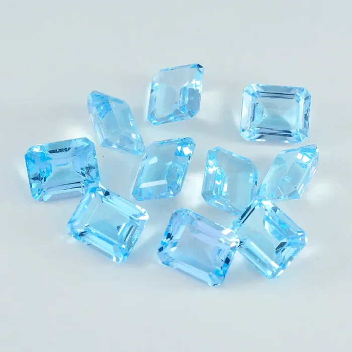 Sky Blue Topaz 1PC Tiny 4×6 MM Emerald Faceted Blue Sparkling Semi Precious Loose Gemstone