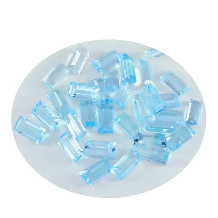 Sky Blue Topaz 1PC Tiny 4×8 MM Baguette Faceted Blue Sparkling Semi Precious Loose Gemstone