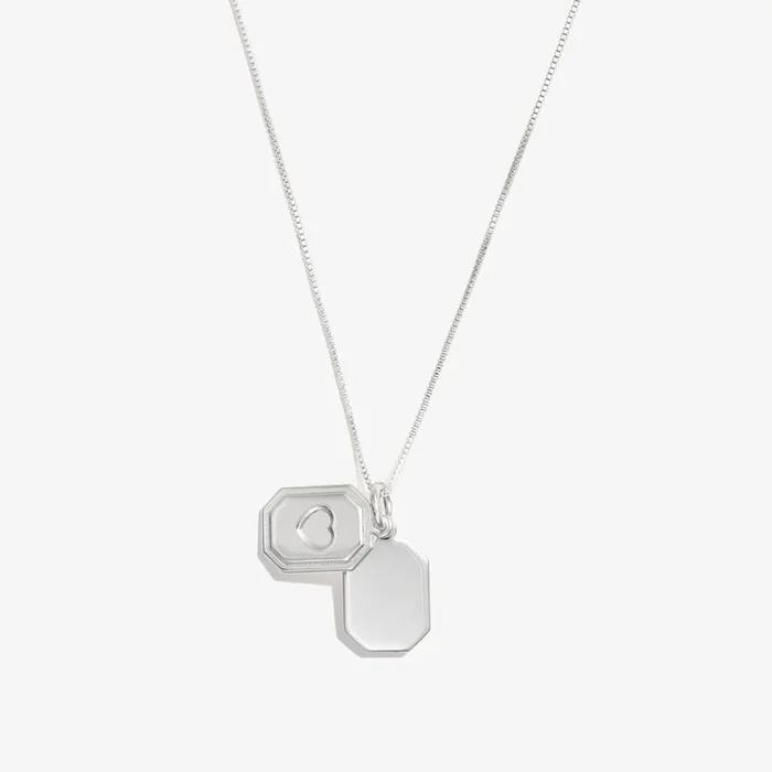 Slider Tag Heart Charm Necklace, 21”