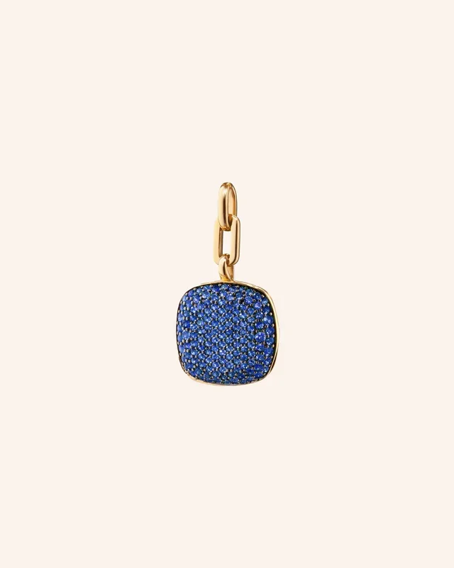 Slim “Rae” Locket Charm with Pavé Blue Sapphires