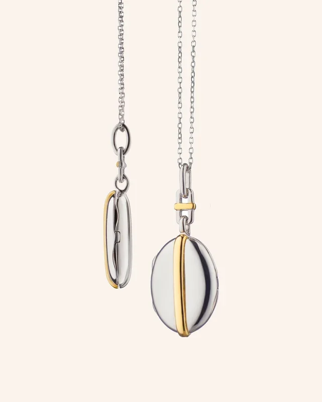 Slim Oval “Tess” Two-Tone Locket Necklace